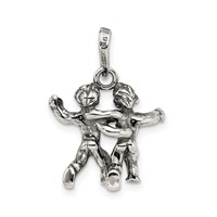 Sterling Silver Antiqued Gemini Zodiac Pendant view 4