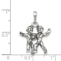 Sterling Silver Antiqued Gemini Zodiac Pendant view 3
