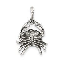 Sterling Silver Antiqued Cancer Zodiac Pendant view 4