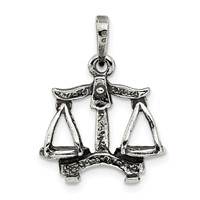 Sterling Silver Antiqued Libra Zodiac Pendant view 4