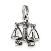 Sterling Silver Antiqued Libra Zodiac Pendant view 5