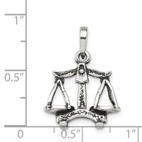 Sterling Silver Antiqued Libra Zodiac Pendant view 3