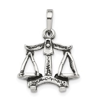 Sterling Silver Antiqued Libra Zodiac Pendant view 1