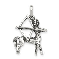 Sterling Silver Antiqued Sagittarius Zodiac Pendant view 1