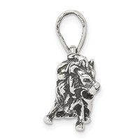 Sterling Silver Antiqued Leo Zodiac Pendant view 2