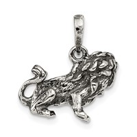 Sterling Silver Antiqued Leo Zodiac Pendant view 4