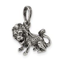 Sterling Silver Antiqued Leo Zodiac Pendant view 5