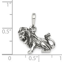 Sterling Silver Antiqued Leo Zodiac Pendant view 3