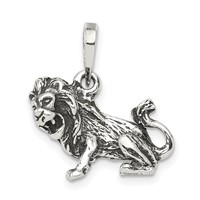Sterling Silver Antiqued Leo Zodiac Pendant view 1
