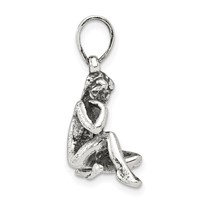 Sterling Silver Antiqued Virgo Zodiac Pendant view 2