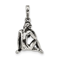 Sterling Silver Antiqued Virgo Zodiac Pendant view 4