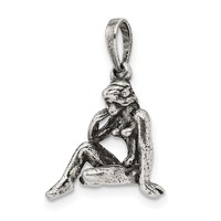 Sterling Silver Antiqued Virgo Zodiac Pendant view 5