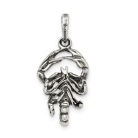 Sterling Silver Antiqued Scorpio Zodiac Pendant view 4