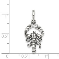 Sterling Silver Antiqued Scorpio Zodiac Pendant view 3