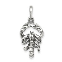 Sterling Silver Antiqued Scorpio Zodiac Pendant view 1