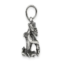 Sterling Silver Antiqued Aquarius Zodiac Pendant view 2