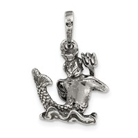 Sterling Silver Antiqued Aquarius Zodiac Pendant view 4