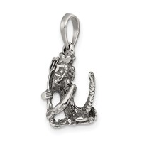 Sterling Silver Antiqued Aquarius Zodiac Pendant view 5
