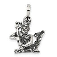Sterling Silver Antiqued Aquarius Zodiac Pendant view 1
