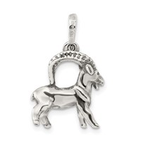 Sterling Silver Antiqued Capricorn Zodiac Pendant view 4