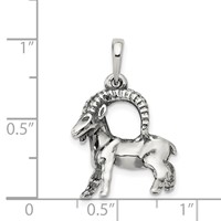 Sterling Silver Antiqued Capricorn Zodiac Pendant view 3