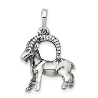 Sterling Silver Antiqued Capricorn Zodiac Pendant view 1