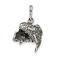 Sterling Silver Antiqued Pisces Zodiac Pendant view 4