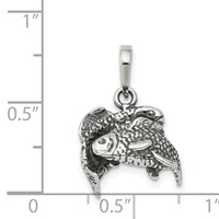 Sterling Silver Antiqued Pisces Zodiac Pendant view 3