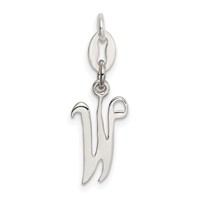 Sterling Silver Letter W Initial Charm view 1