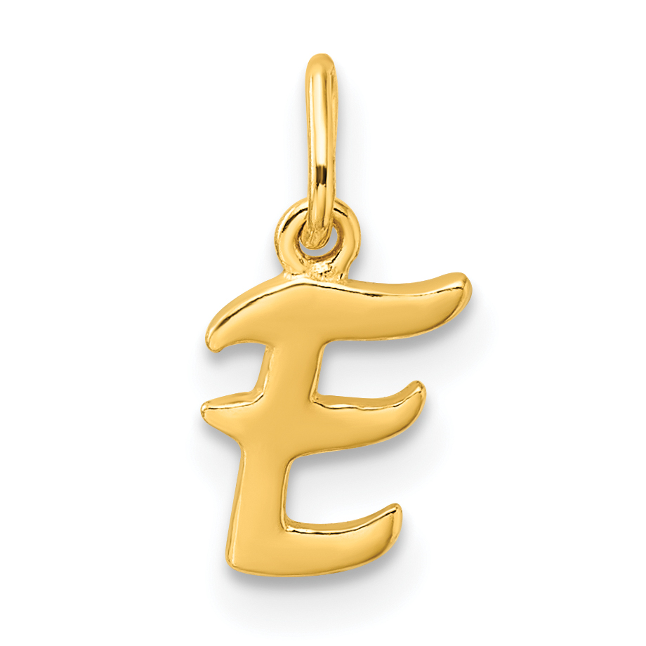 Sterling Silver Gold-tone Polished Letter E Initial Charm (QC6511EGP)