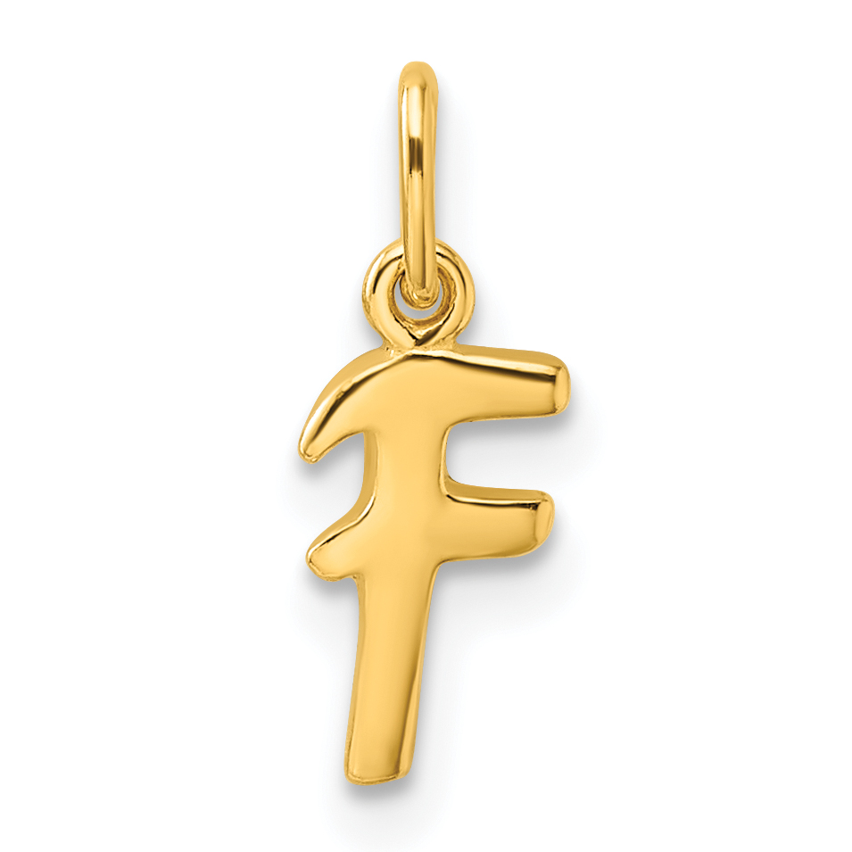 Sterling Silver Gold-tone Polished Letter F Initial Charm (QC6511FGP)