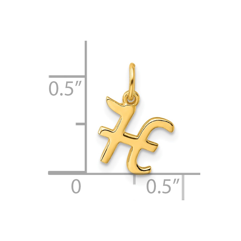 Sterling Silver Gold-tone Polished Letter H Initial Charm (QC6511HGP)