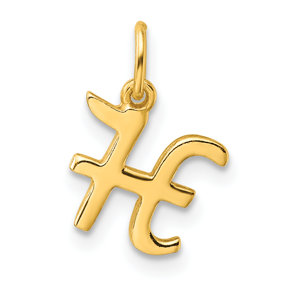 Sterling Silver Gold-tone Polished Letter H Initial Charm (QC6511HGP)