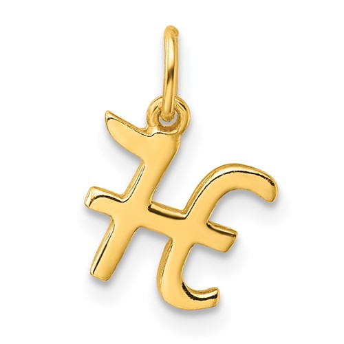 Sterling Silver Gold-tone Polished Letter H Initial Charm