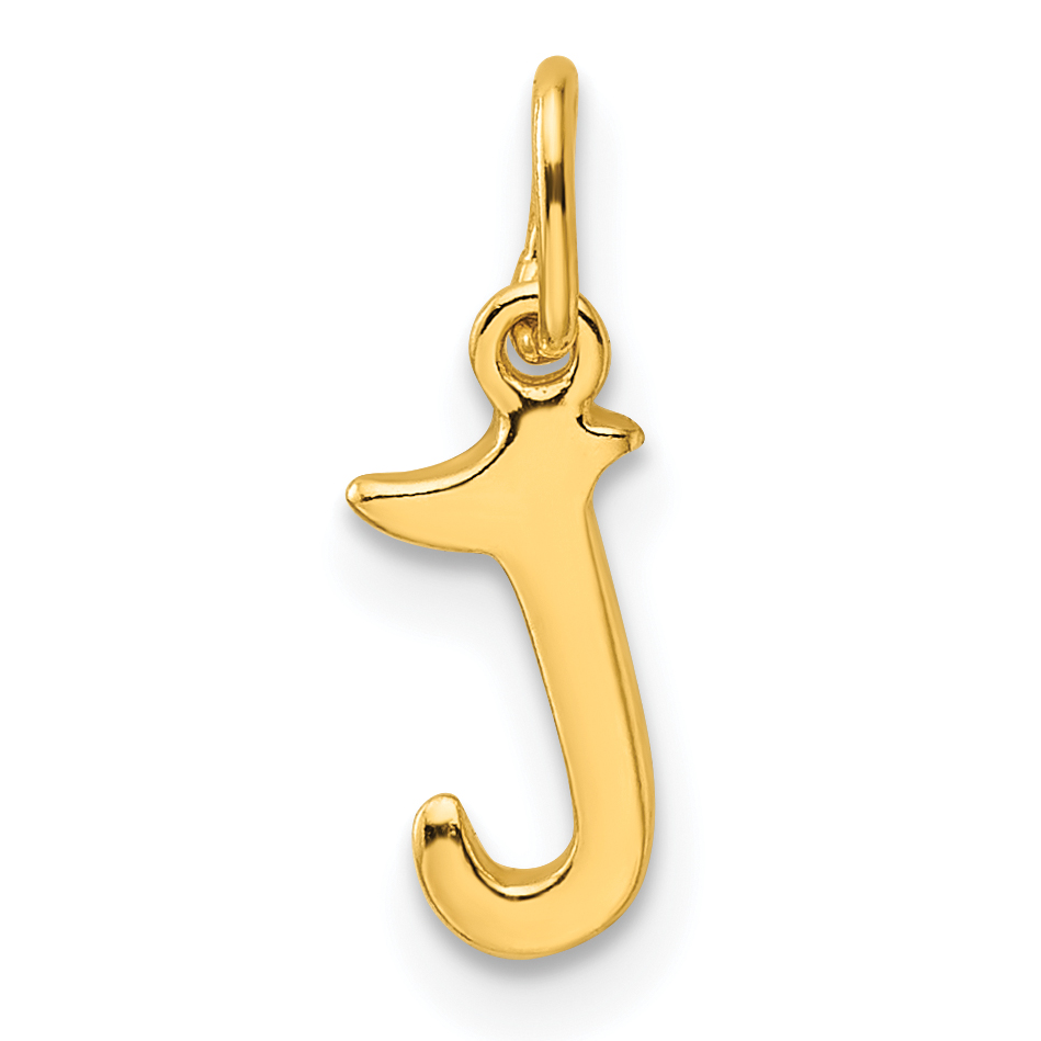 Sterling Silver Gold-tone Polished Letter J Initial Charm (QC6511JGP)