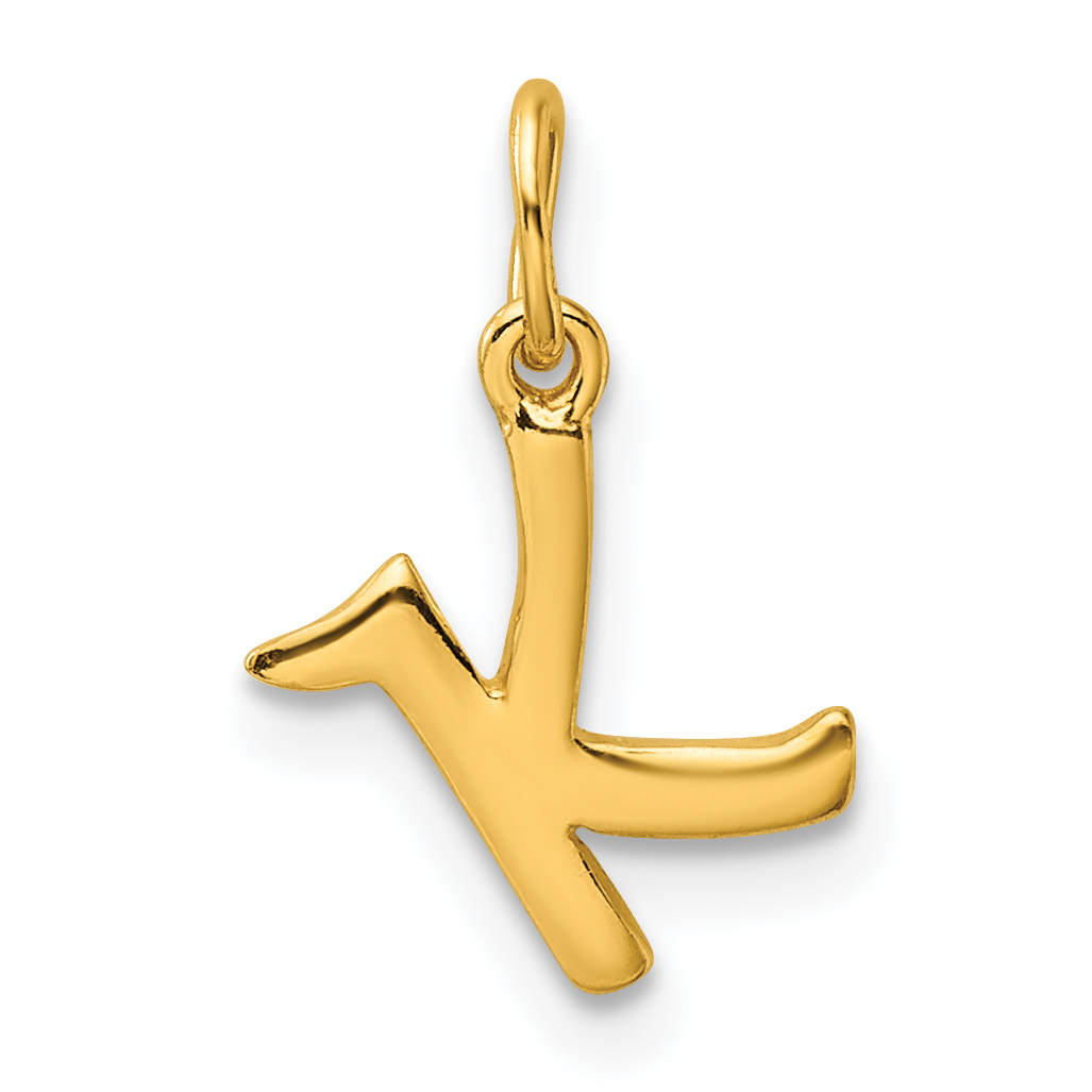 Sterling Silver Gold-tone Polished Letter K Initial Charm (QC6511KGP)