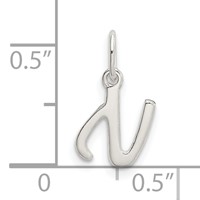 Sterling Silver Letter N Initial Charm view 4