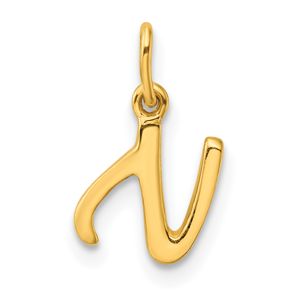 Sterling Silver Gold-tone Polished Letter N Initial Charm (QC6511NGP)