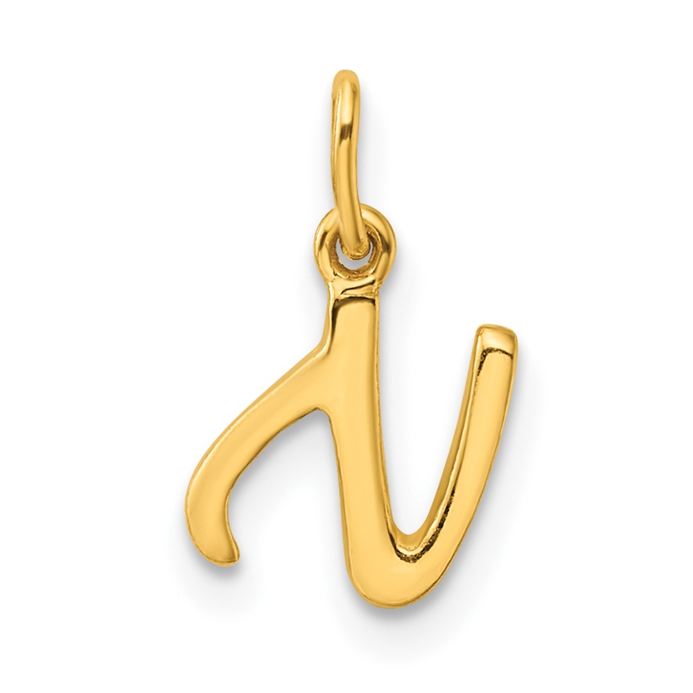 Sterling Silver Gold-tone Polished Letter N Initial Charm (QC6511NGP)