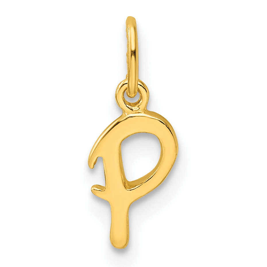 Sterling Silver Gold-tone Polished Letter P Initial Charm (QC6511PGP)