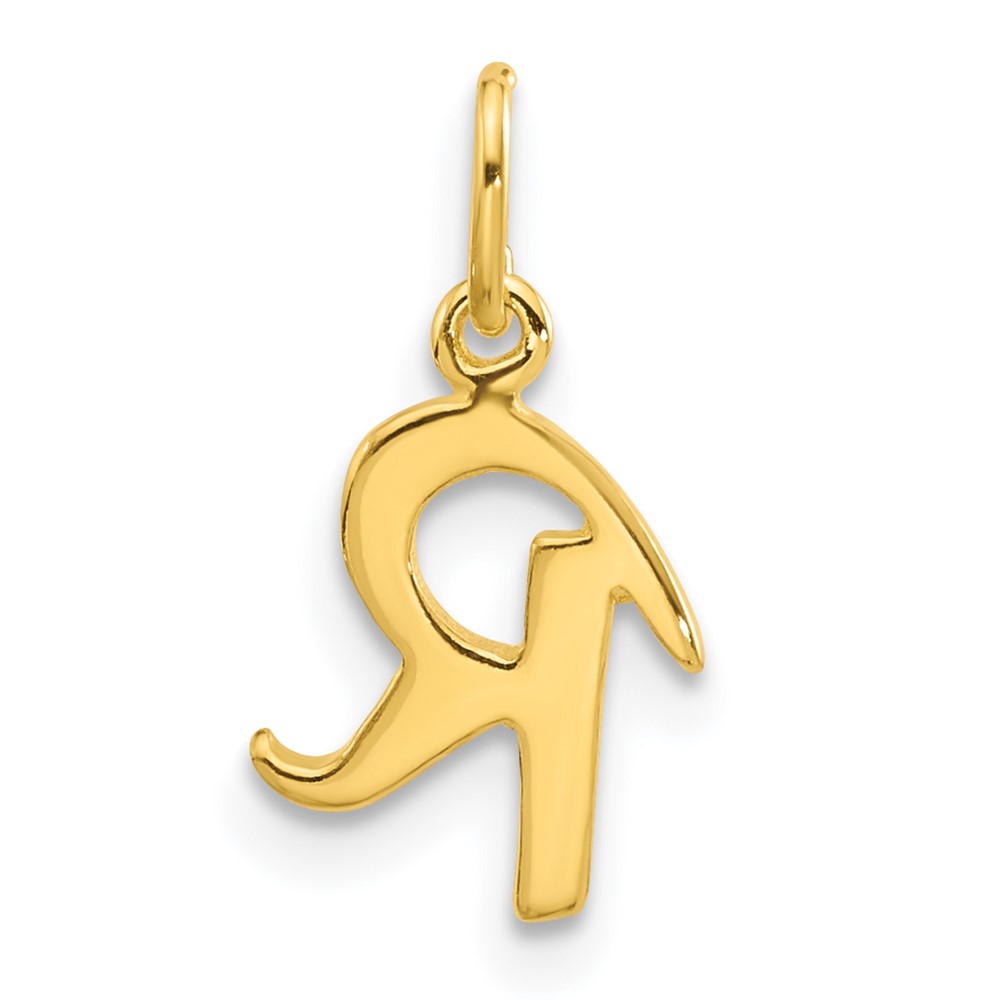 Sterling Silver Gold-tone Polished Letter R Initial Charm (QC6511RGP)