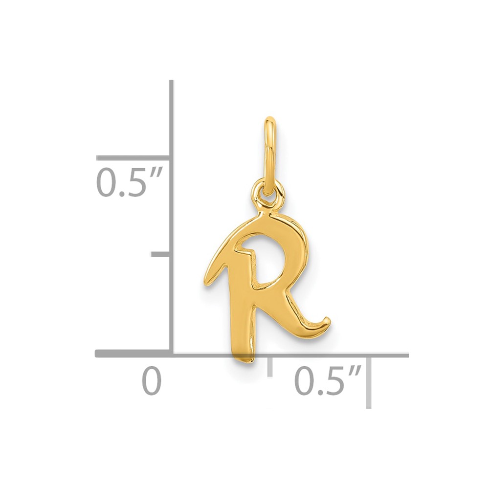 Sterling Silver Gold-tone Polished Letter R Initial Charm (QC6511RGP)