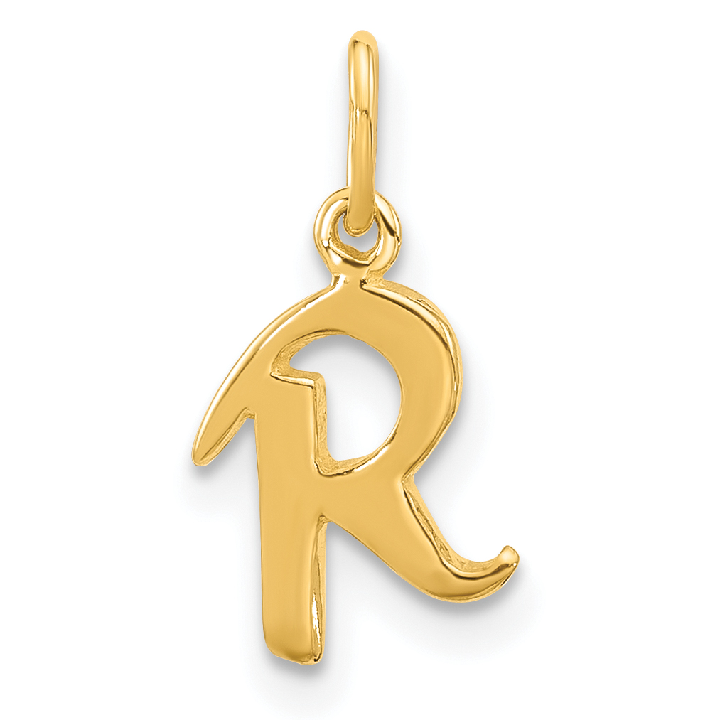 Sterling Silver Gold-tone Polished Letter R Initial Charm (QC6511RGP)