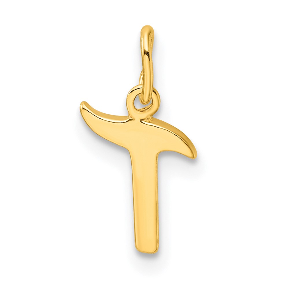 Sterling Silver Gold-tone Polished Letter T Initial Charm (QC6511TGP)