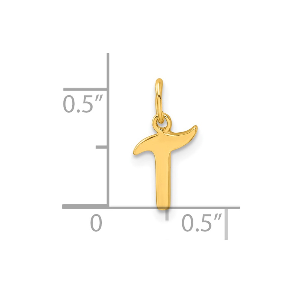 Sterling Silver Gold-tone Polished Letter T Initial Charm (QC6511TGP)