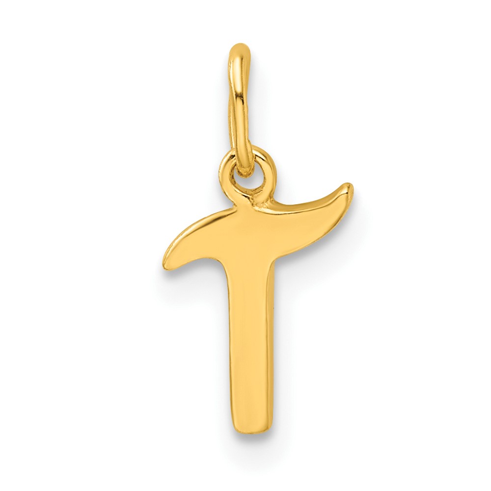 Sterling Silver Gold-tone Polished Letter T Initial Charm (QC6511TGP)