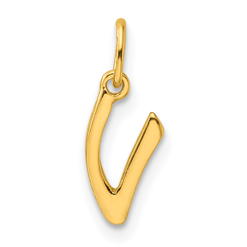 Sterling Silver Gold-tone Polished Letter V Initial Charm (QC6511VGP)