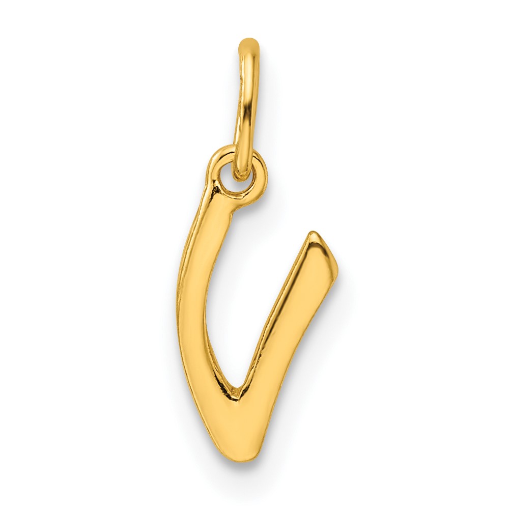 Sterling Silver Gold-tone Polished Letter V Initial Charm (QC6511VGP)