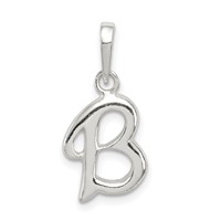 Sterling Silver Letter B Initial Pendant view 1