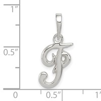 Sterling Silver Letter F Initial Pendant view 3
